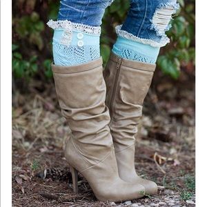Button Boot Socks with Lace trim size 5 to 11